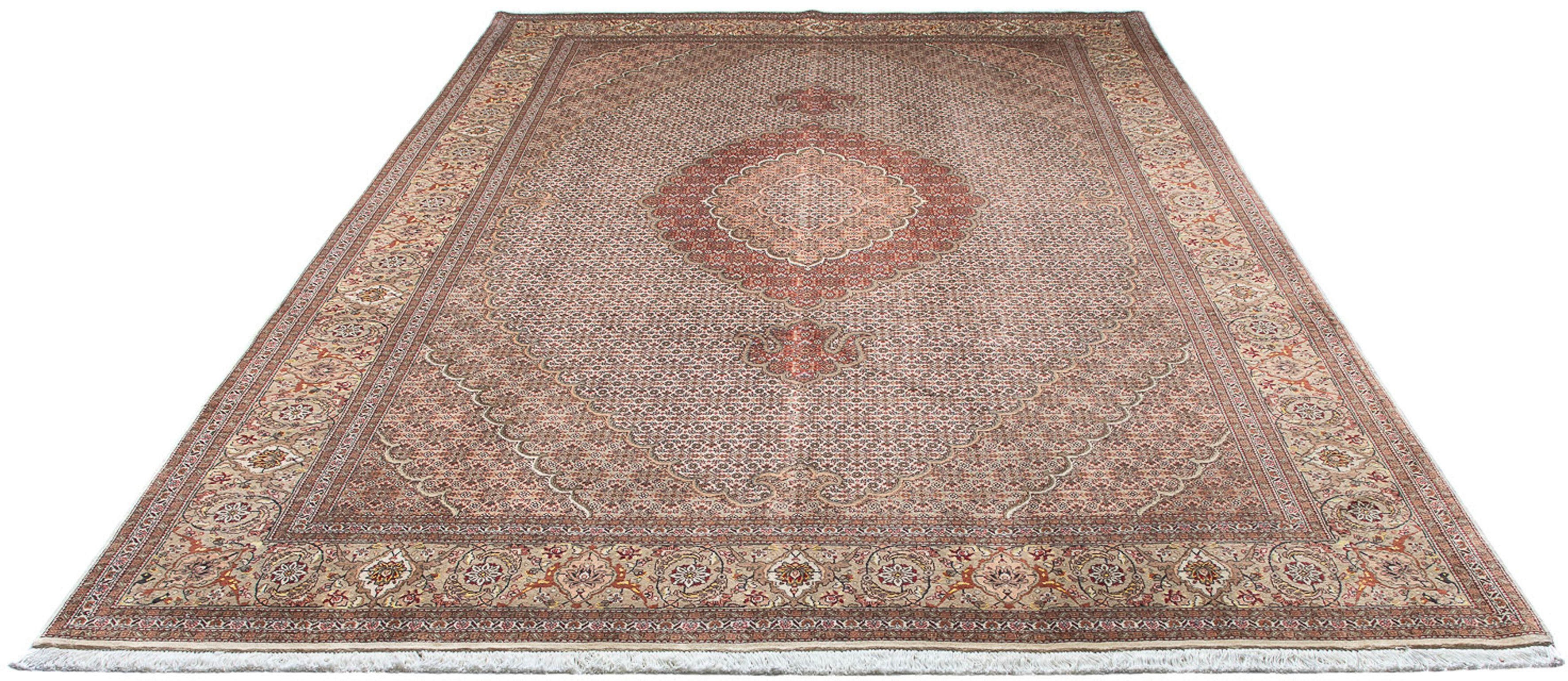 Orientteppich Perser - Täbriz - 305 x 198 cm - braun, morgenland, rechteckig, Höhe: 10 mm, Wohnzimmer, Handgeknüpft, Einzelstück mit Zertifikat