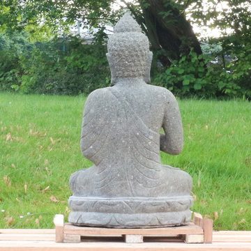 Oriental Galerie Dekofigur Buddha Figur sitzend Steinfigur Greenstone Massiv Chakra 75 cm (1 St), Wetterfest, groß, Garten