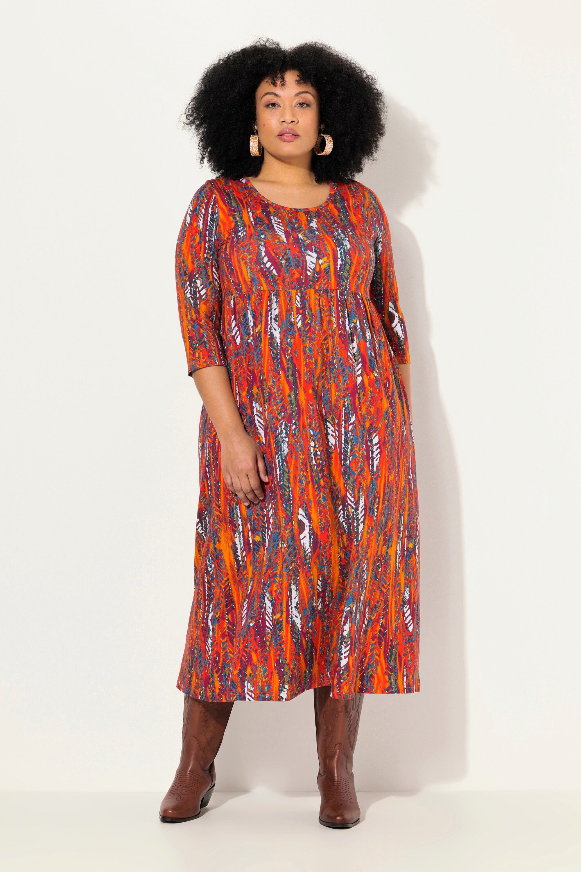 Ulla Popken Maxikleid Jersey-Maxikleid A-Linie Rundhals günstig online kaufen