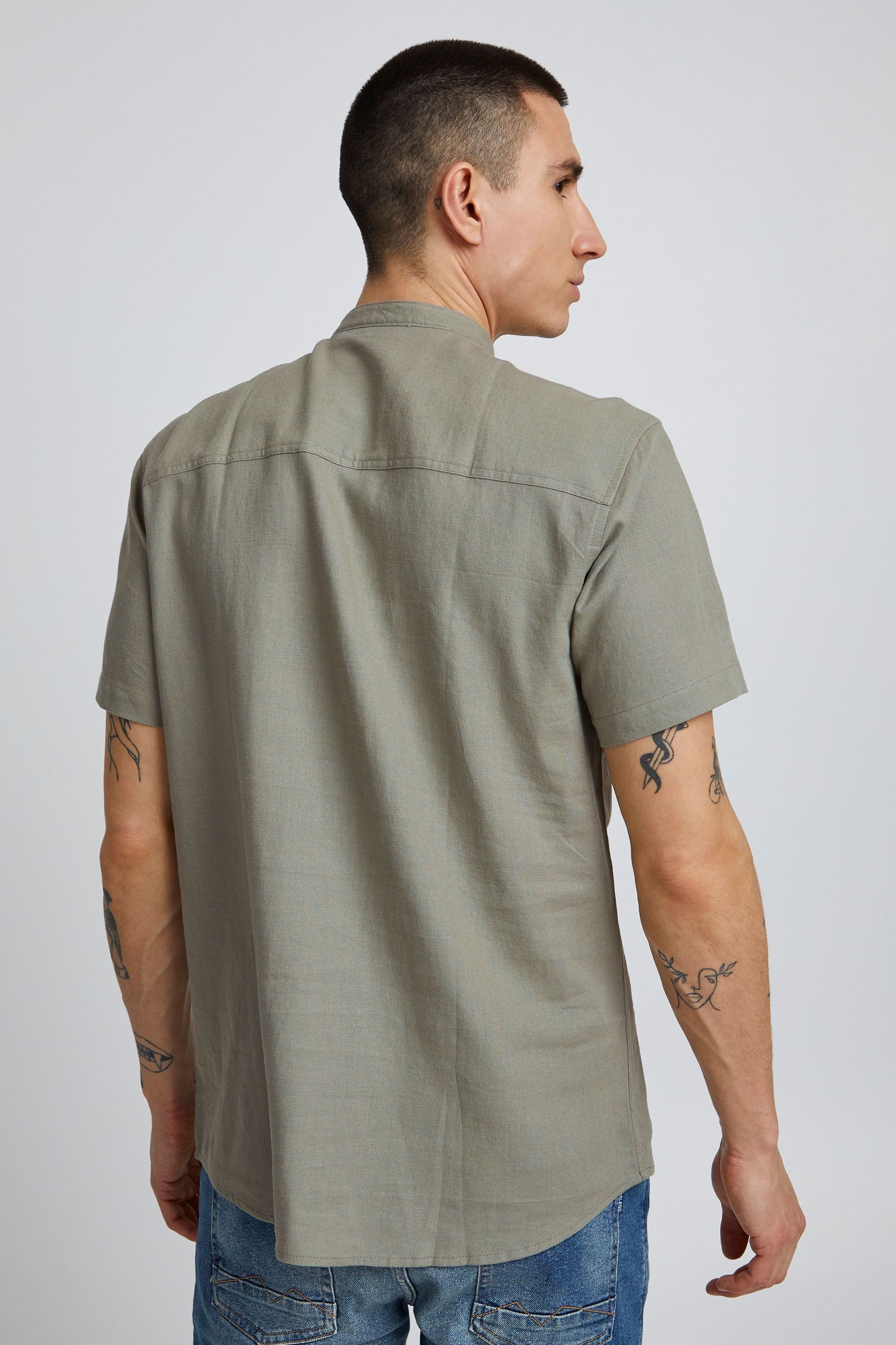 11 Project Kurzarmhemd PROcke Kurzarmhemd aus Leinenmix