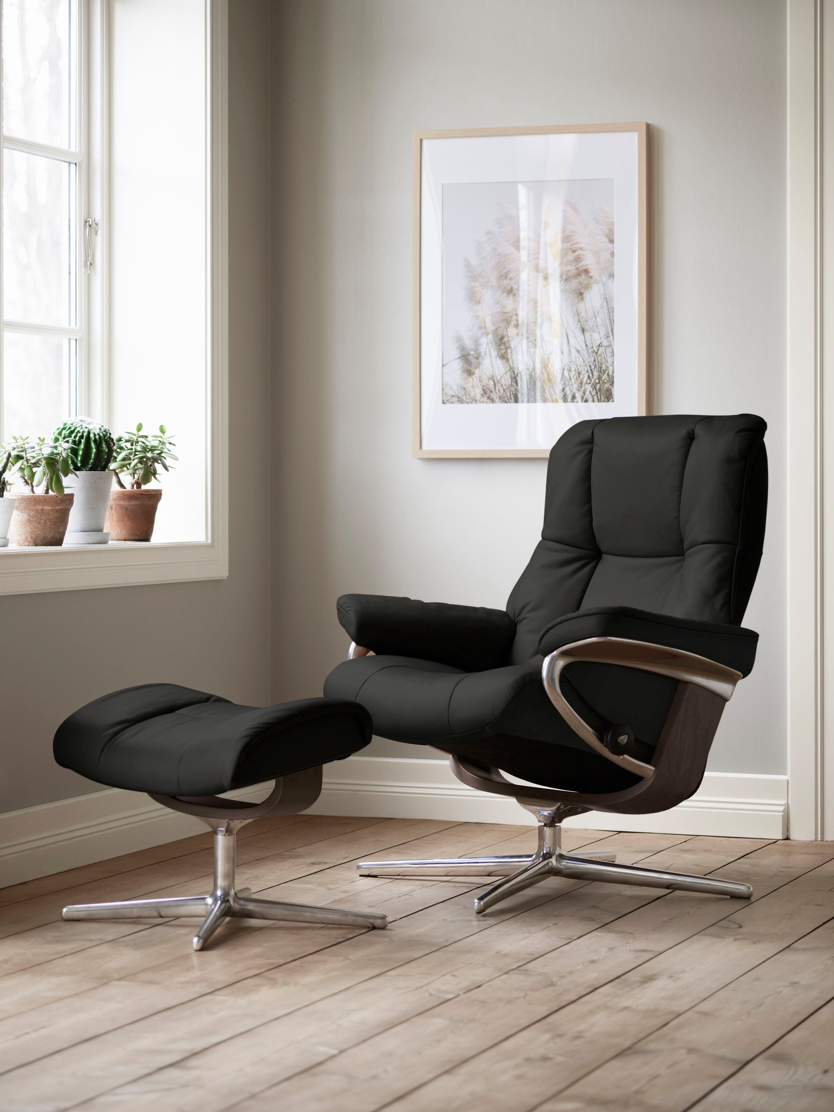 Stressless® Fußhocker Mayfair, mit Cross Base, Größe S, M & L, Holzakzent Wenge