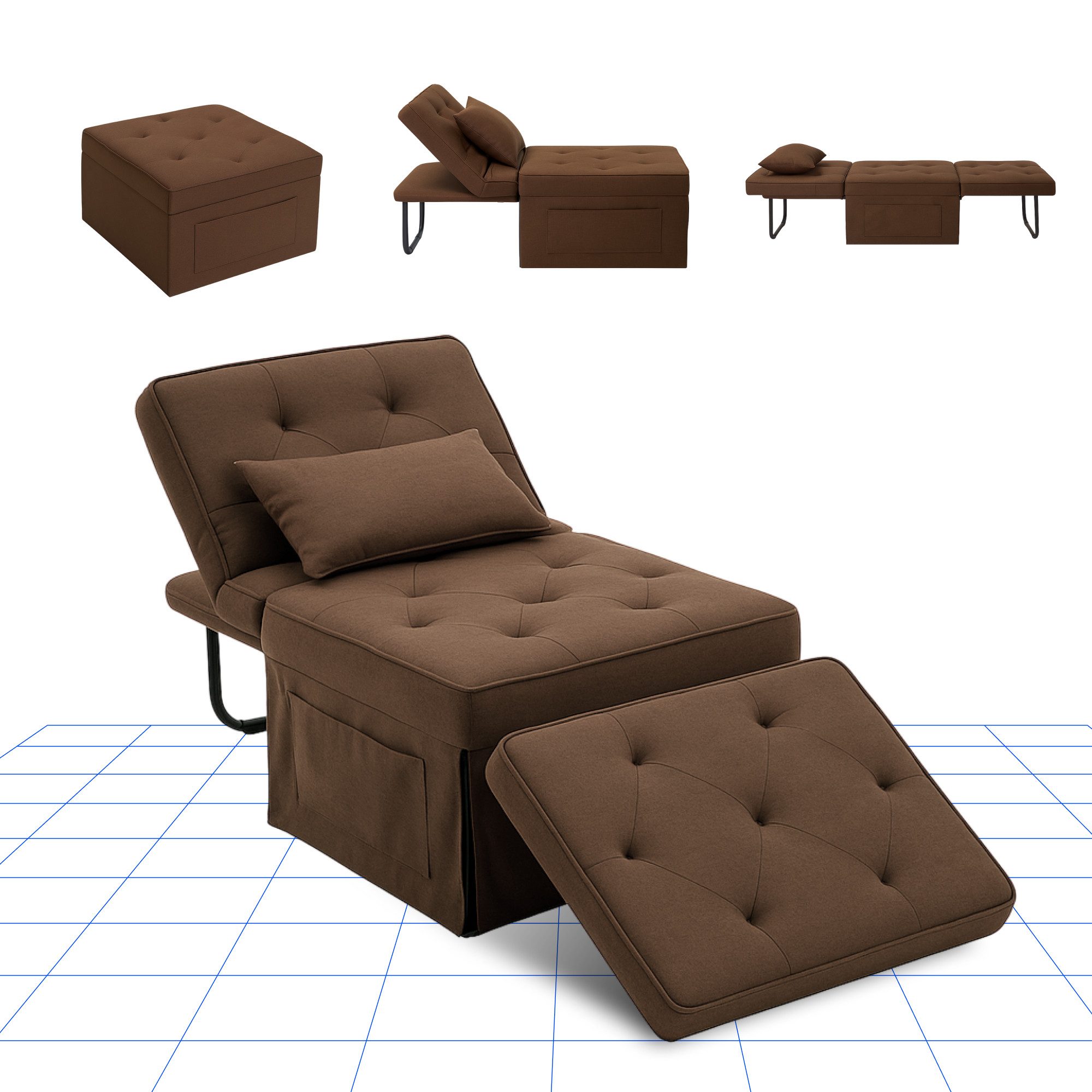Relaxsessel Mit Hocker, Loungesofa 110CM Breit, Cord