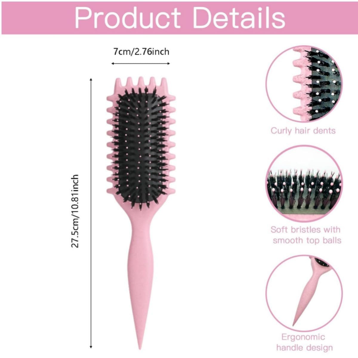 ibettertec Haarbürsten-Set Curl Hair Brush, Lockenbürste,Curl Define Styling Brush, Curl Define Stylingbürste,Wildschweinborsten Haarbürste,Haarbürste zum Entwirren für Frauen