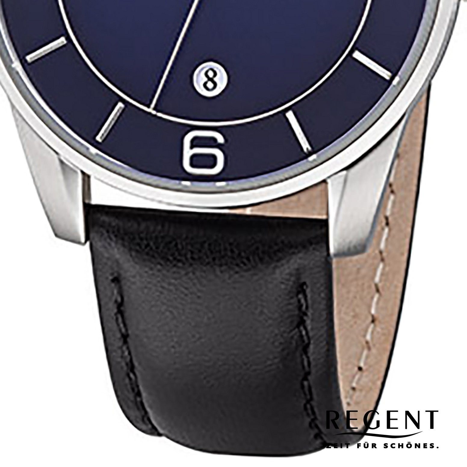 Quarz, Herren F-1235 rund, Armbanduhr Uhr 40mm), Herren Leder (ca. Lederarmband Regent Quarzuhr Regent groß