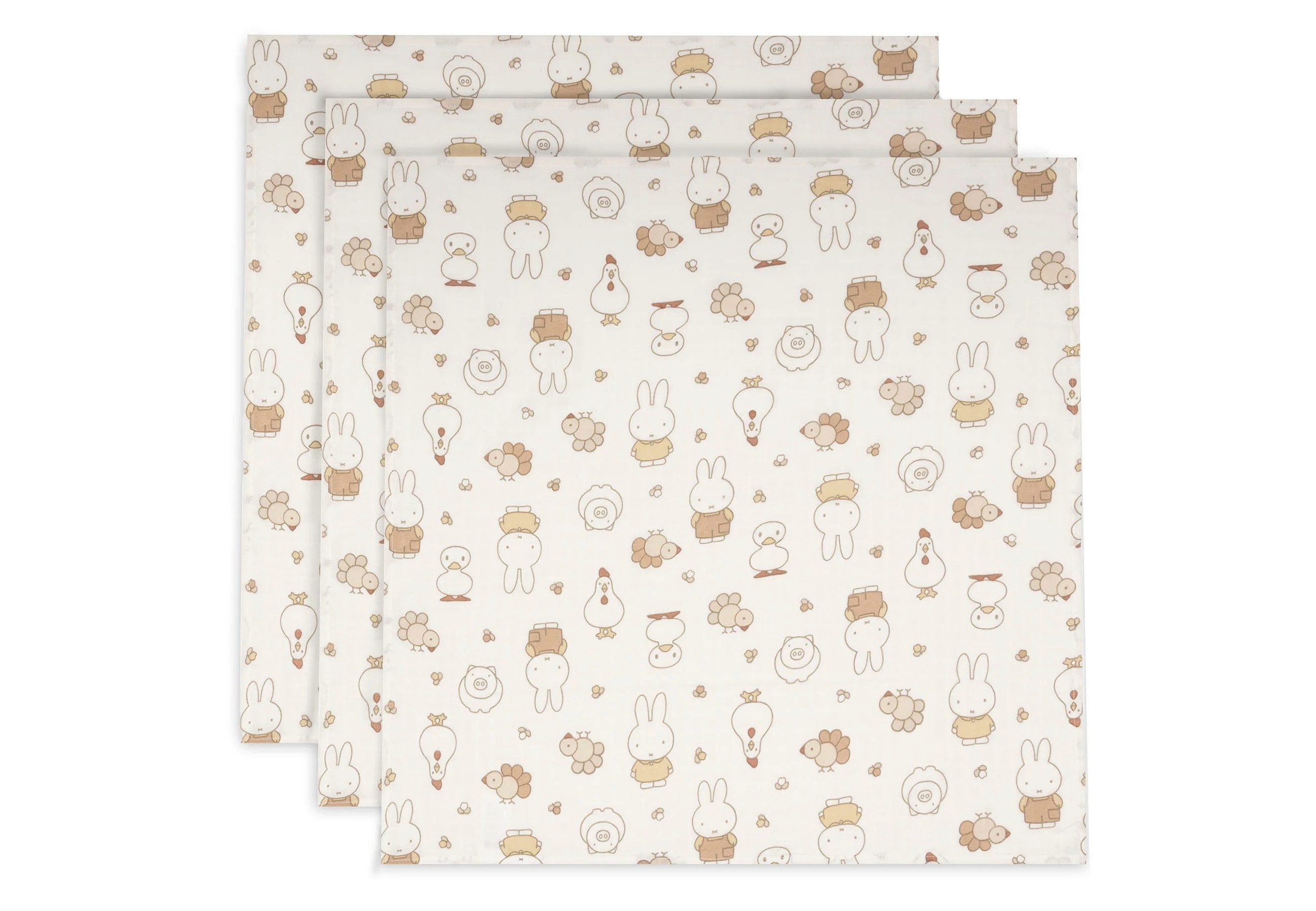 Jollein Spucktuch 70x70cm Mulltuch im 3er Pack, Multifunktional nutzbar in der Babyzeit