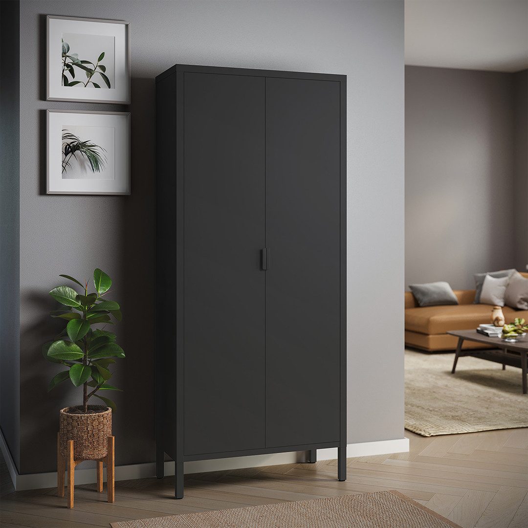 skølm. Kleiderschrank Ituri (schwarz) aus Stahl, günstig online kaufen