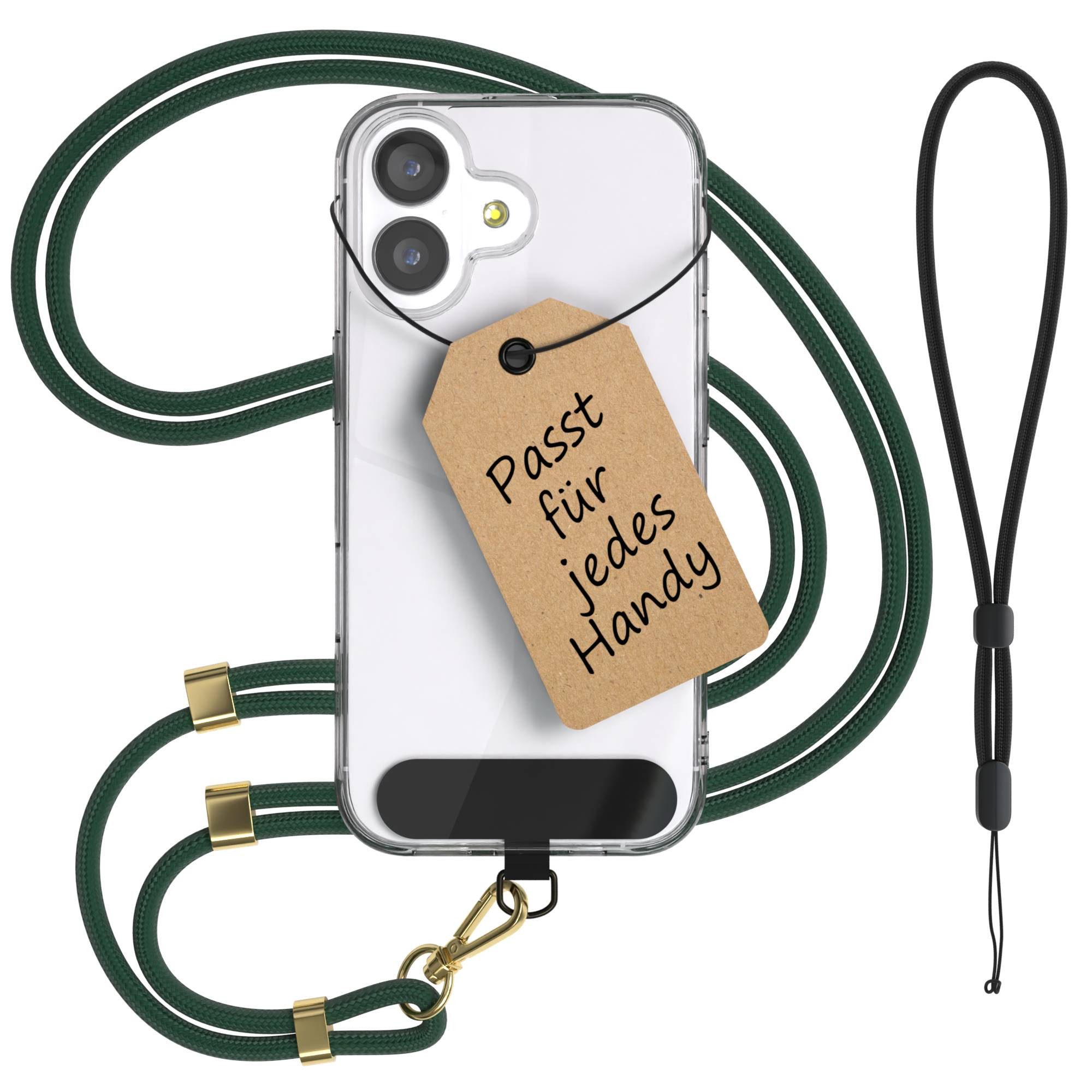 EAZY CASE Handykette Universal Handykette für alle Modelle zum Umhängen, Handykette LG Google Pixel Sony etc. Handyband Ring mit Karabiner Grün