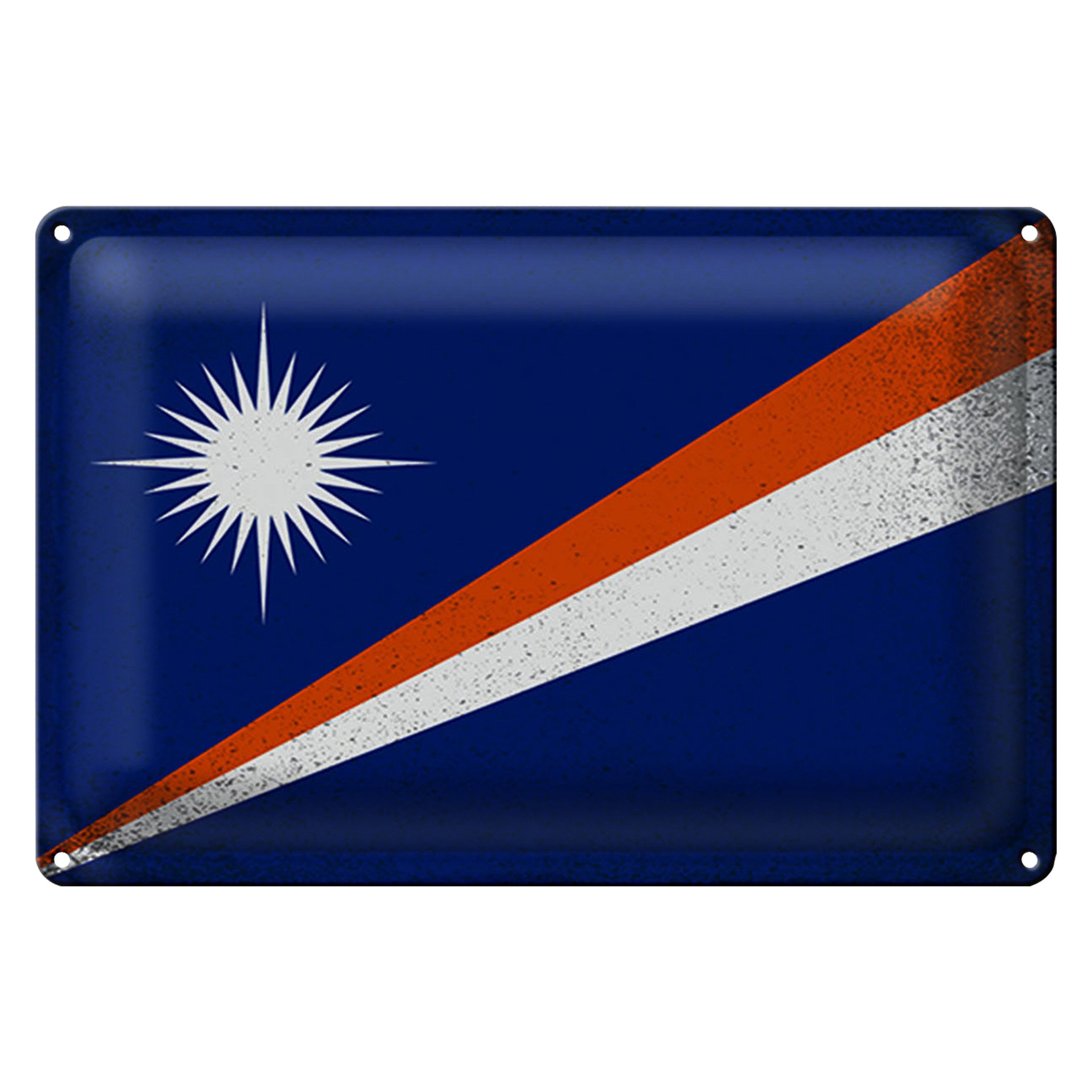 Metallschild Flagge Marshallinseln 18x12cm Flag Vintage