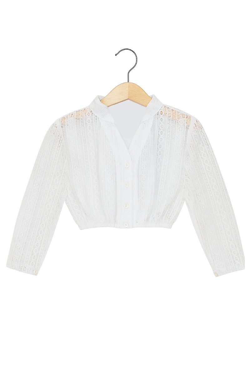 Isar-Trachten Trachtenbluse Dirndlbluse Kinder - CHARLOTTE - weiß