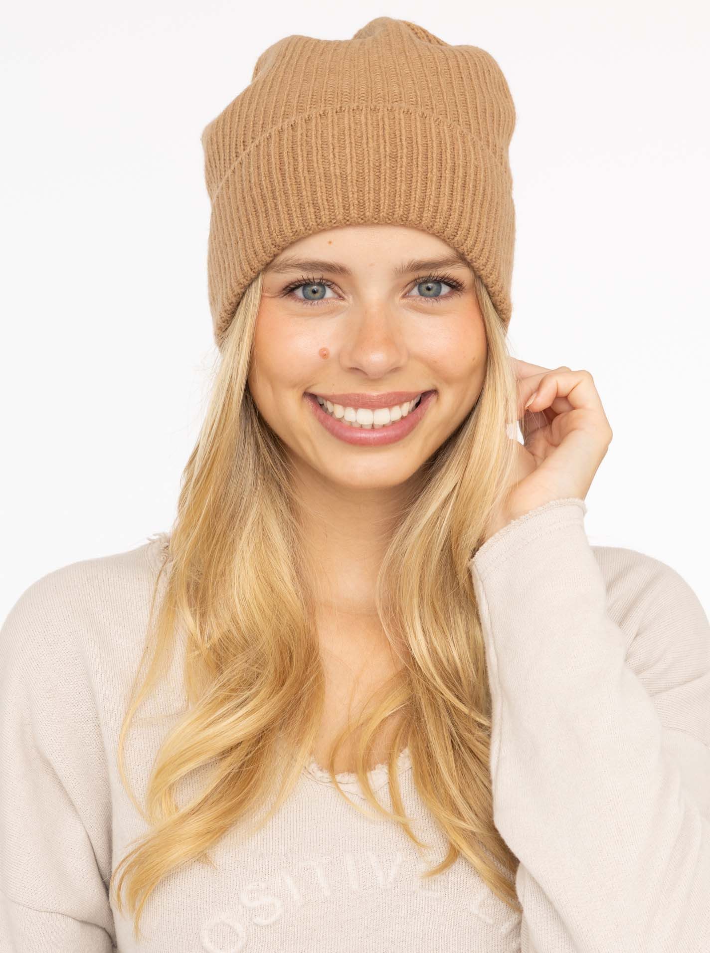 Zwillingsherz Strickmütze 100% Kaschmir Umschlagmütze günstig online kaufen