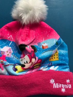 Disney Baby Bommelmütze Minnie Mouse Mütze Mädchen Set Wintermütze + Handschuhe Mädchen pink oder rosa Gr. 48 und 50 cm