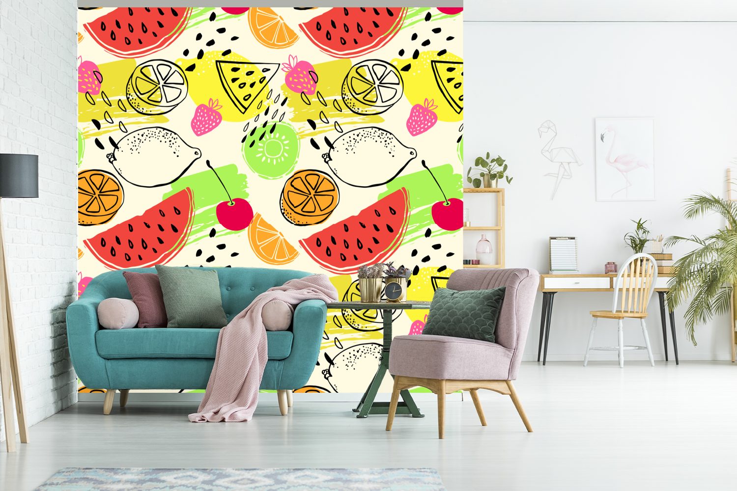 Wandtapete St), oder Fototapete für Muster, (5 Wohnzimmer Schlafzimmer, Wassermelone MuchoWow - Matt, Vinyl Tapete bedruckt, Obst -