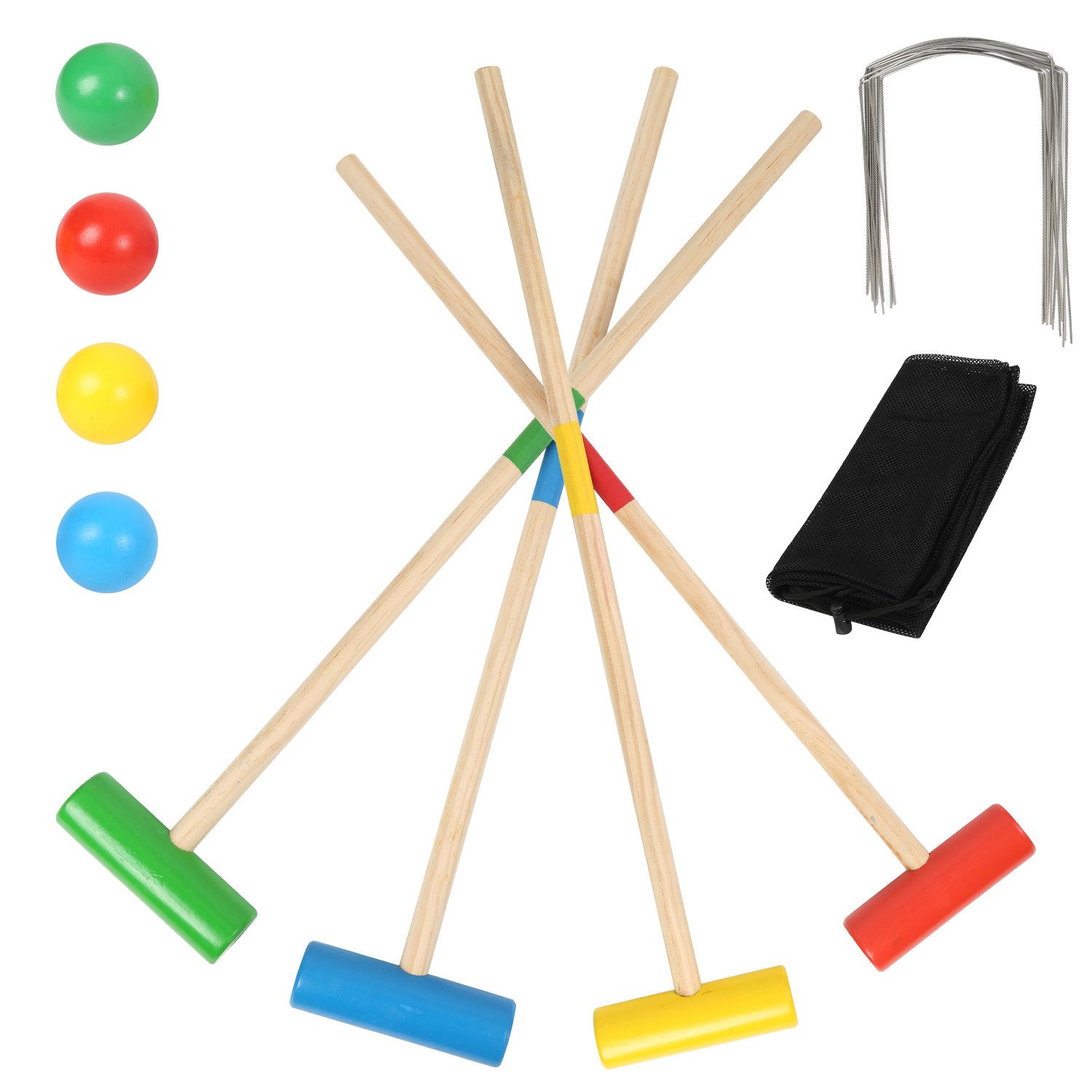 Spielzeug-Gartenset Krocket Spiel Set für 4 Spieler Outdoor Gartenspiel aus Holz