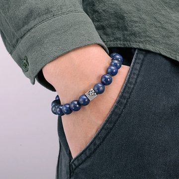 Kingka Armband "WOVEN" Stretch-Bead-Armband aus Lapiz und 925er Sterlingsilber