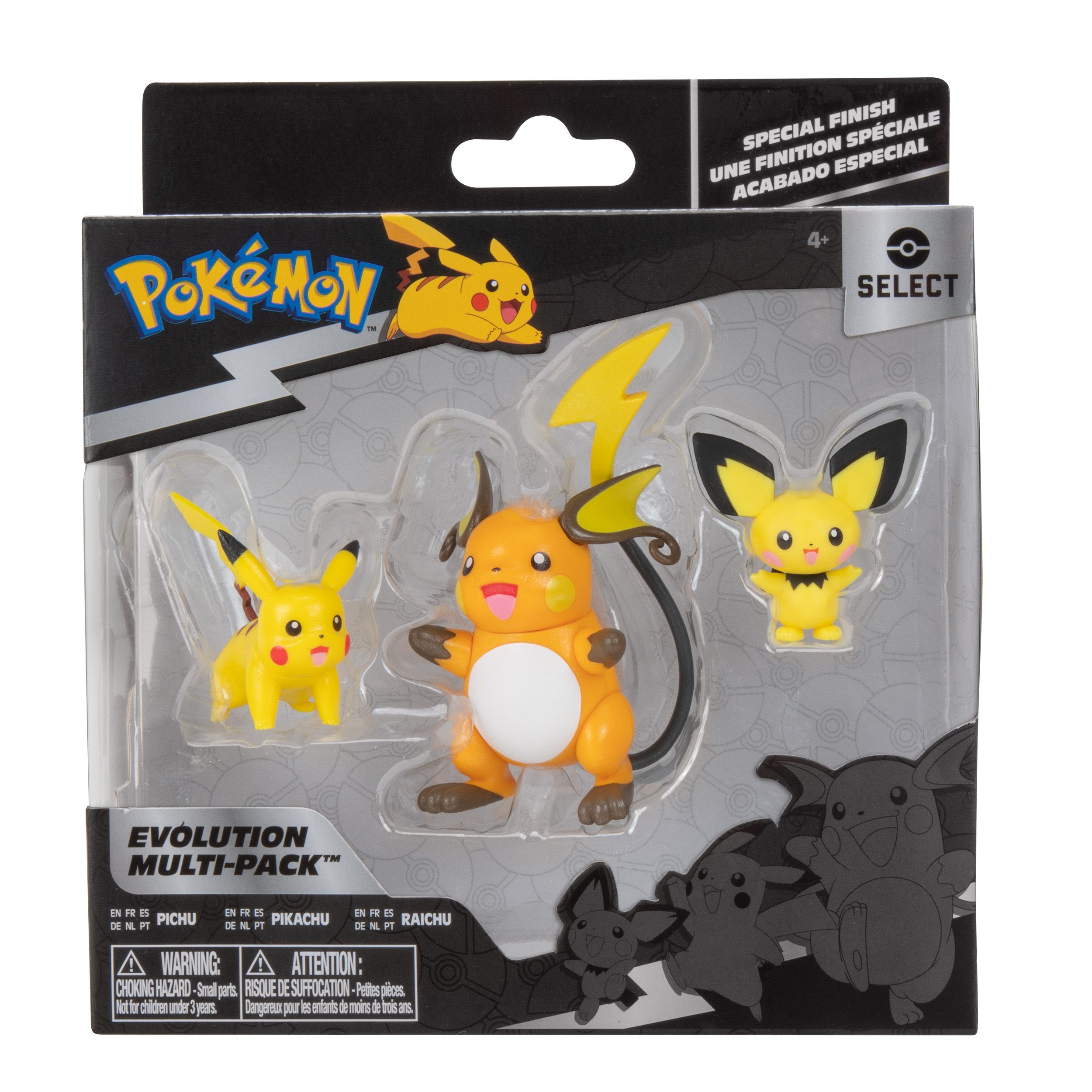 Jazwares Spielfigur Pokémon - Select Entwicklungs Multipack - Pichu, Pikachu & Raichu (NEU