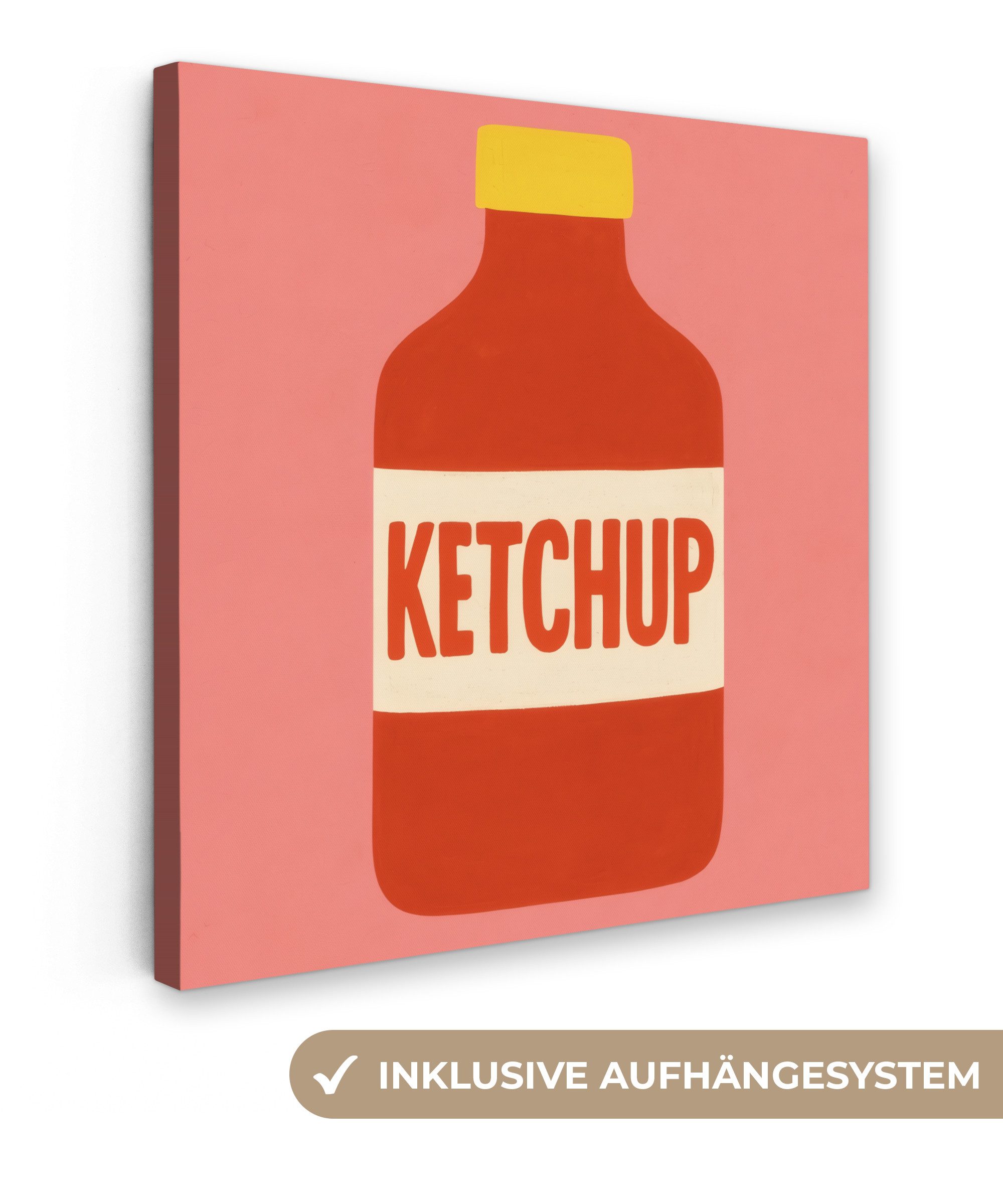 Leinwandbild Ketchup - Flasche - Rot - Minimalistisch