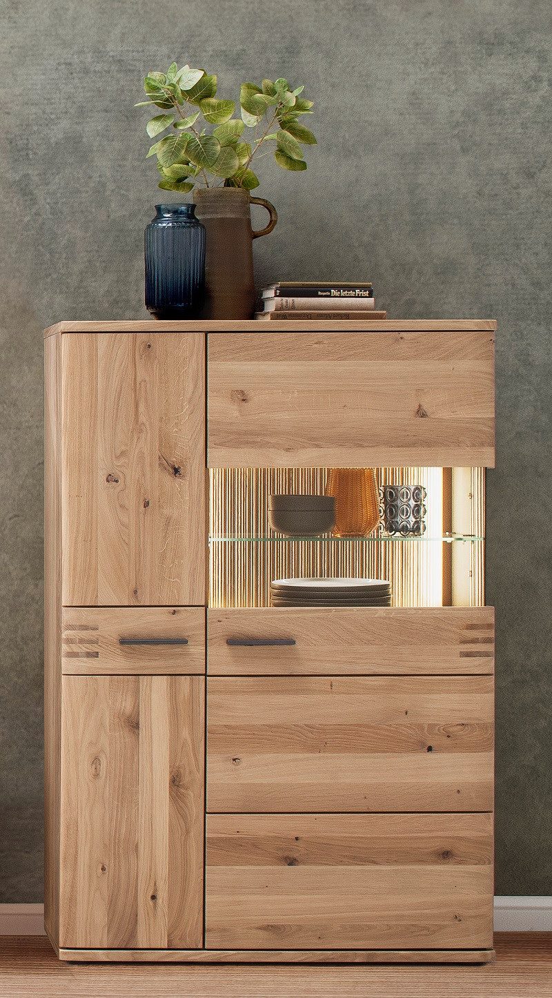 MCA furniture Wohnwand Wohnwand Anbauwand Salvador 1, Balkeneiche Bianco, 4-teilig, (4-St)