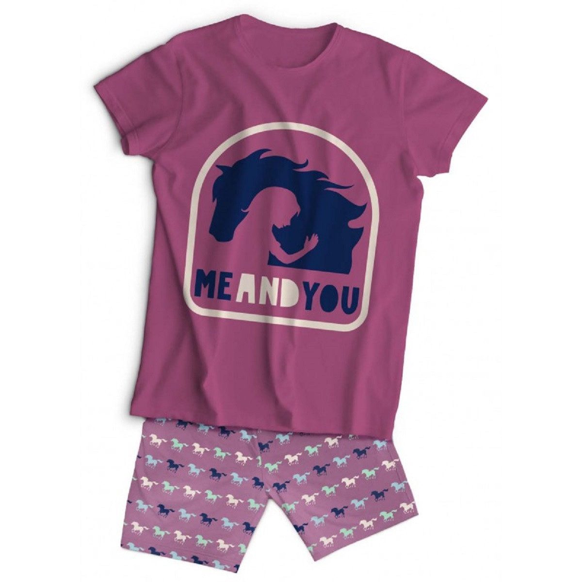 COFI 1453 Schlafanzug Kinder Schlafset Kurzarm Baumwolle Sommer Pyjama Set 2 Teilig (2 tlg)