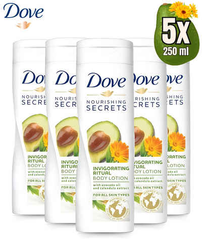 DOVE Bodylotion Invigorating Ritual Avocado & Calendula Extract 5er Pack (5x 250ml), Avocadoöl und Calendula-Extrakte