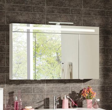 FACKELMANN Spiegelschrank CL 120 - weiß Badmöbel Breite 120 cm, 3 Türen, doppelseitig verspiegelt