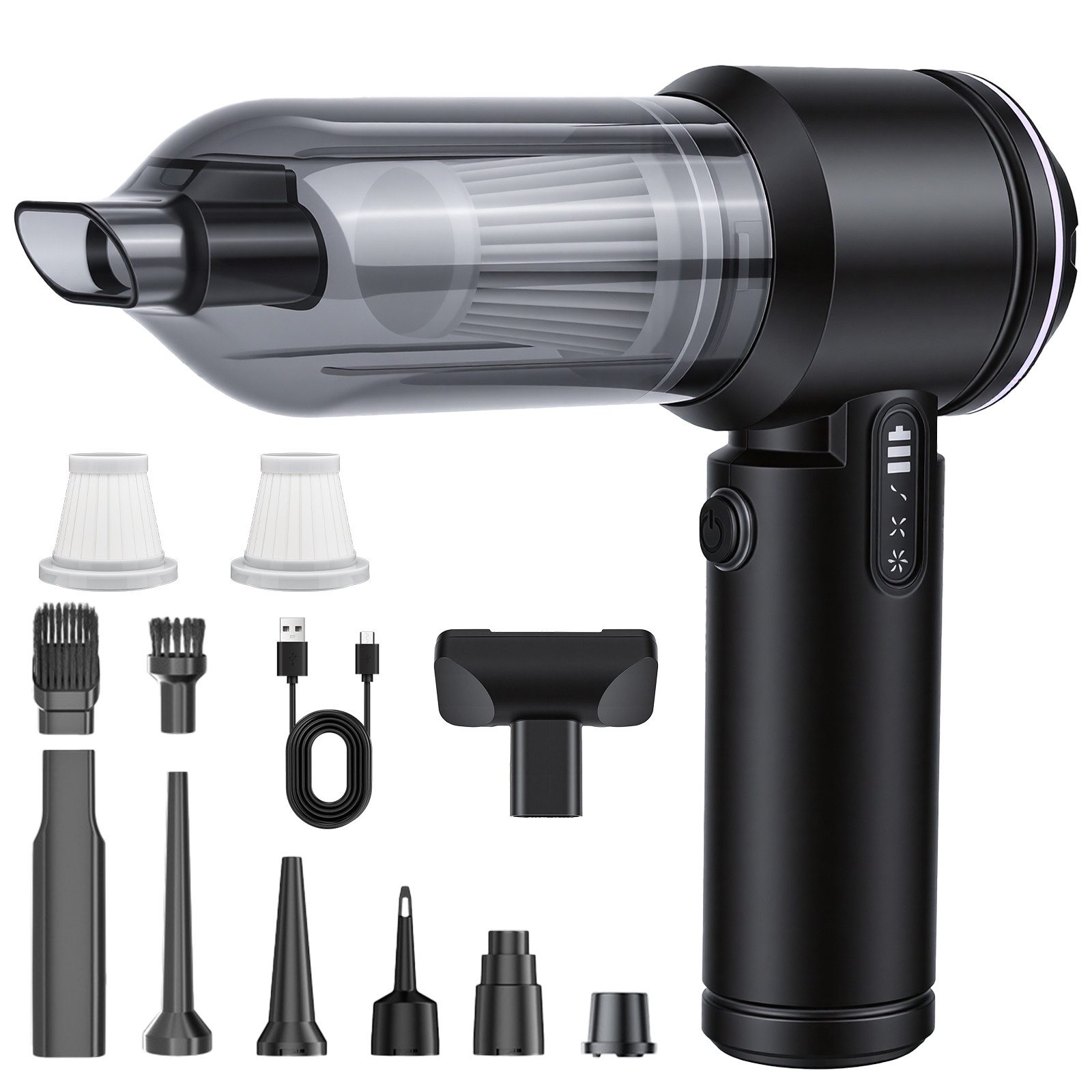 Dreamhigh Akku-Handstaubsauger Kabellos, 17000PA, 120000 U/min, 6000mAh Akku für Auto/Sofa/Tierhaar