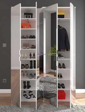 xonox.home Kleiderschrank Garderobenschrank Projekt X 1, Kombination, weiß, Spiegeltüren
