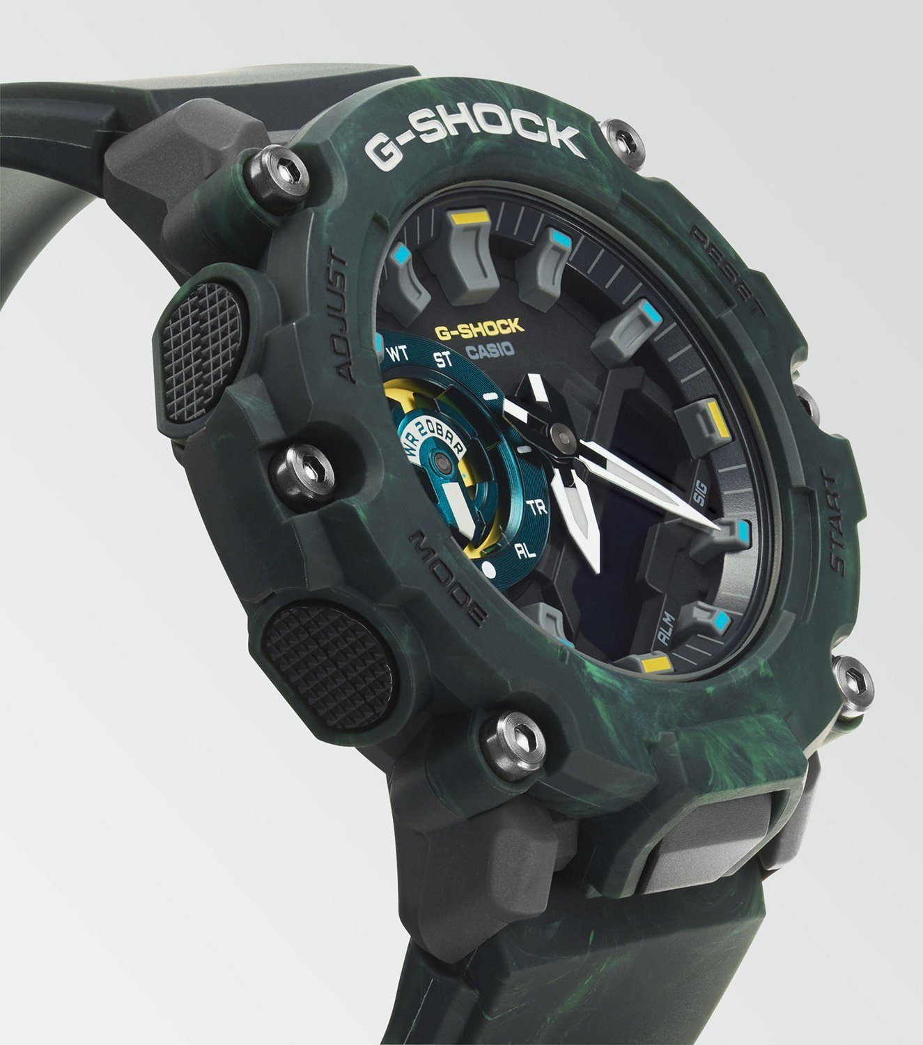 Herren Uhren CASIO G-SHOCK Quarzuhr G-Shock Classic AnaDigi Grün meliert