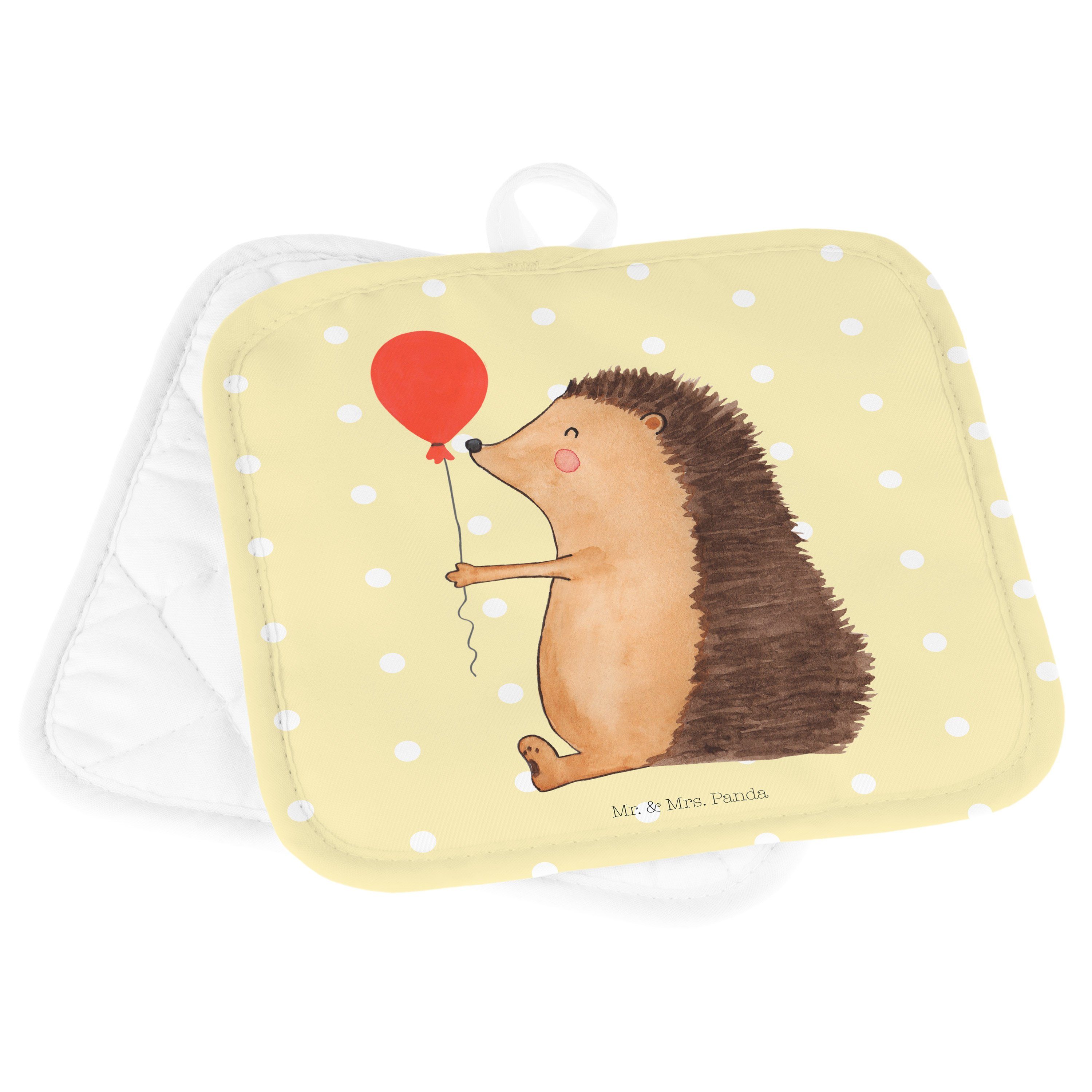 Mrs. & Gelb Igel (1-tlg) Geschenk, Mr. Geburtstagskind, mit Pastell Luftballon Panda Topflappen Gute, - -