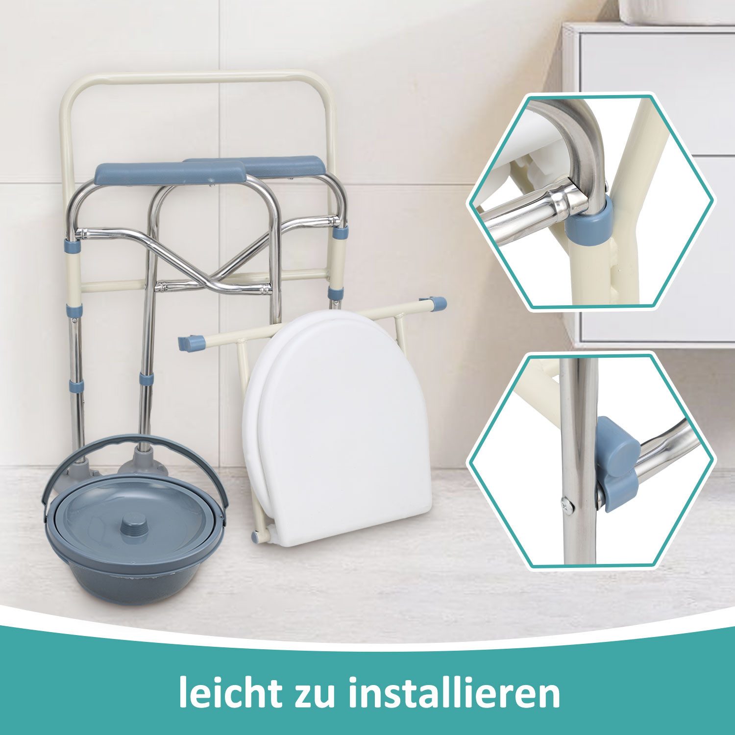 Toiletteneimer, Nachstuhl, Toilettenstuhleimer aus Kunststoff mit