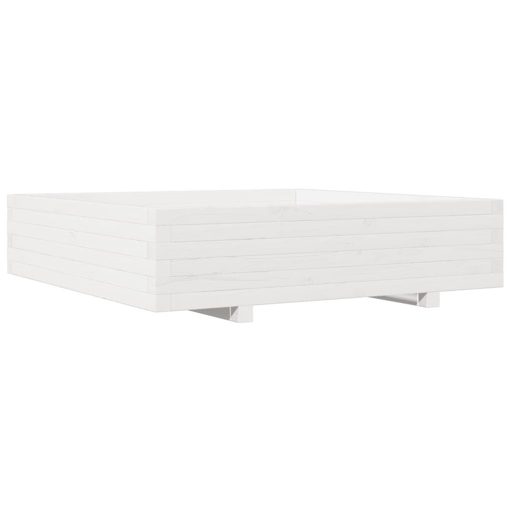furnicato Hochbeet Pflanzkübel aus Massivholz 100x100x26,5 cm Weiß
