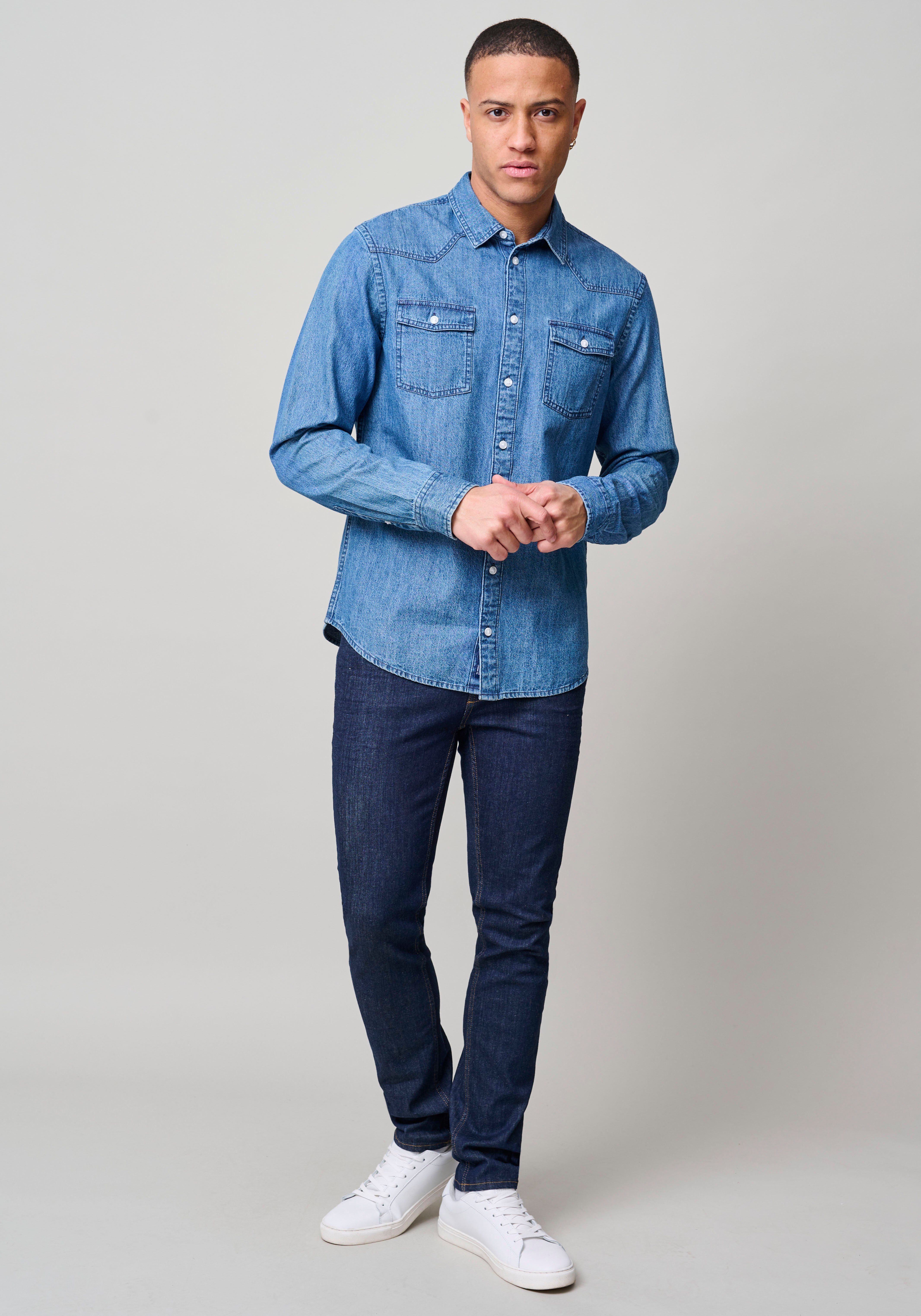 Blend BHNANTES mid-blue Jeanshemd