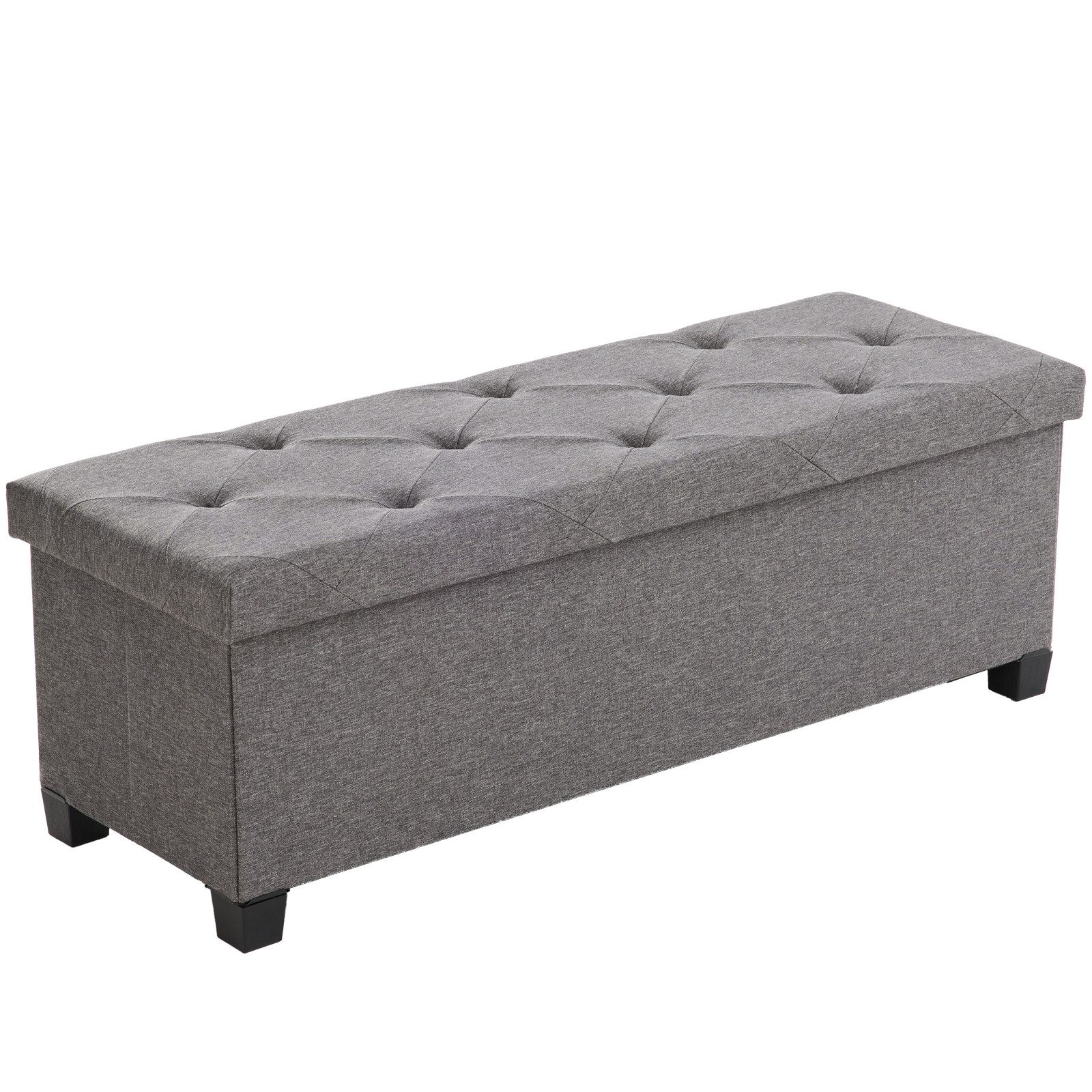 ANYSUN Sitzbank mit Stauraum, Sitztruhe schlafzimmer bis 300 kg, 132 L, mit Holzbeinen, für Bettende