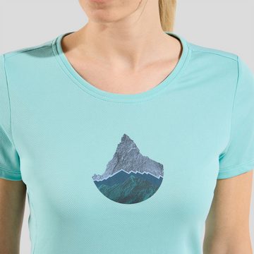 Odlo Laufshirt F-Dry T-Shirt mit Bergmotiv funktionelles und nachhaltiges Trainingsshirt