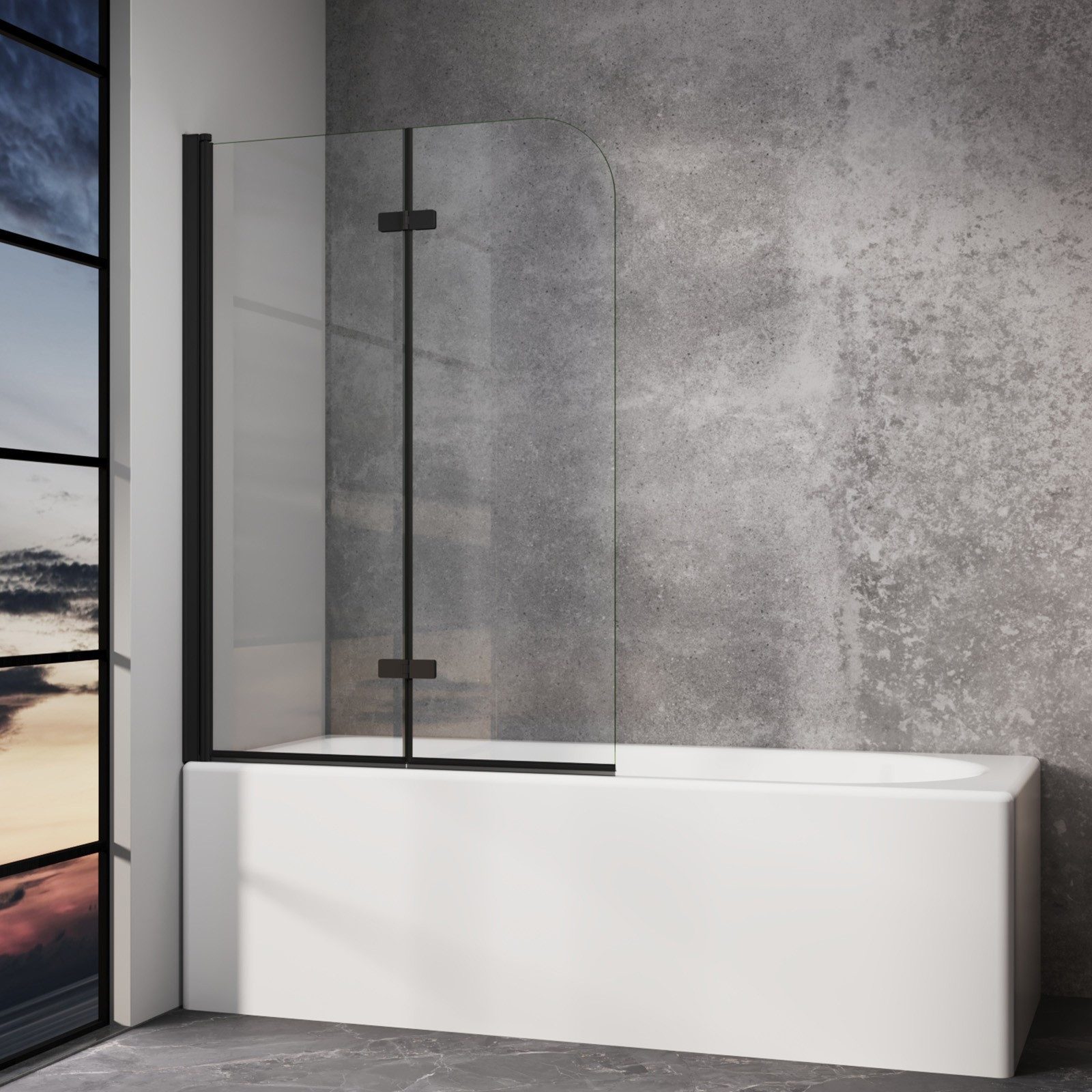 IMPTS Badewannenaufsatz Duschwand für Badewanne Badewannenfaltwand Faltbar 100-140cm, Glas Alu, (Set, 2 tlg), Duschabtrennung für Badewanne