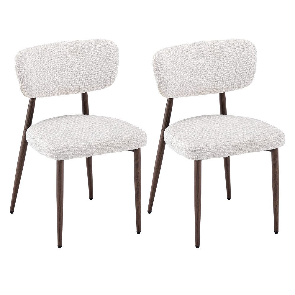 PPkrimnel Esszimmerstuhl Im Nordischen Stil Hautfreundlicher Chenille‑Stoff (Set, 2 St), Gewölbte Rückenlehne Ergonomisch Metallfüße Mit Holzoptik