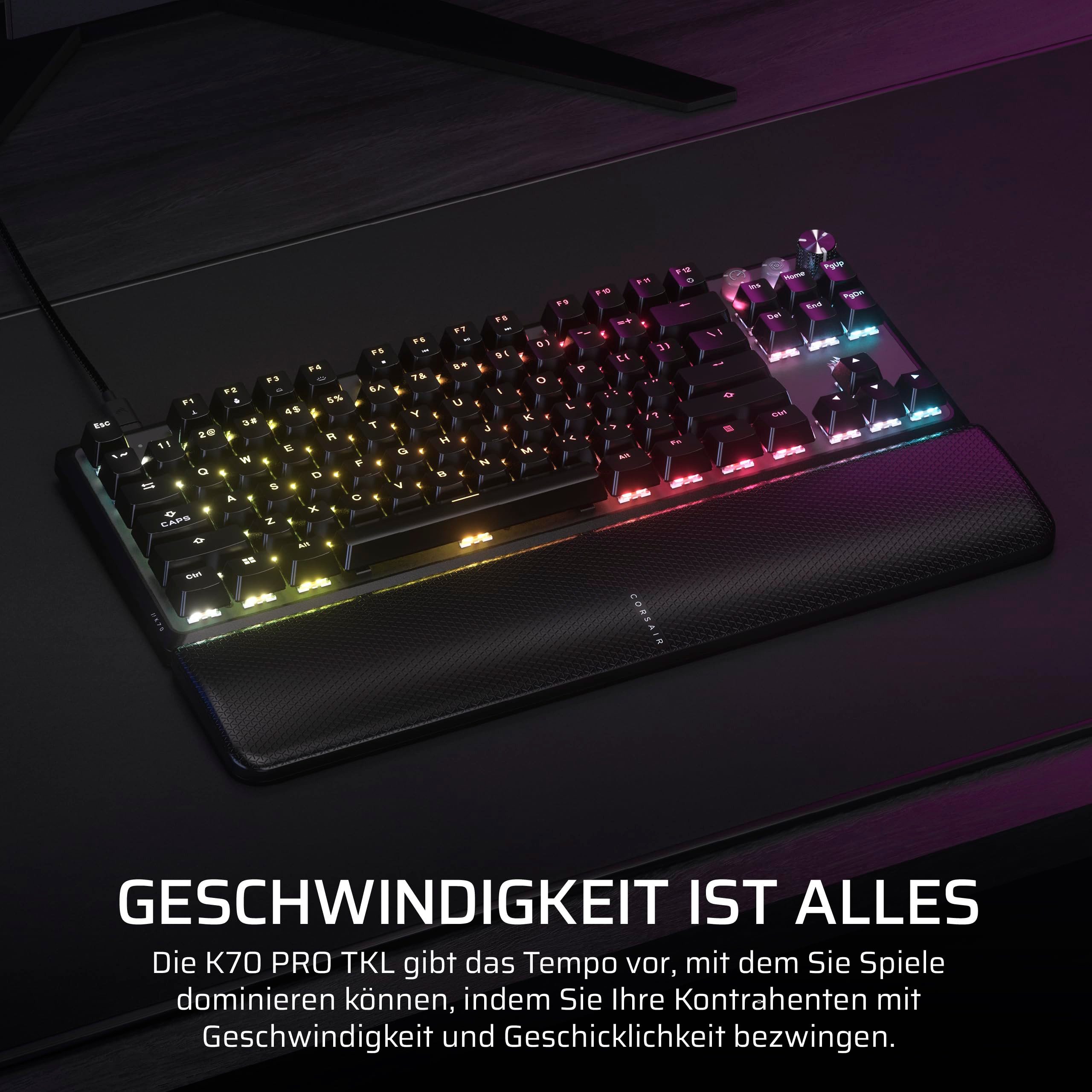 Corsair K70 PRO TKL Tastatur (Tenkeyless, RGB-Beleuchtung, Magnetic-mechanical Switches)