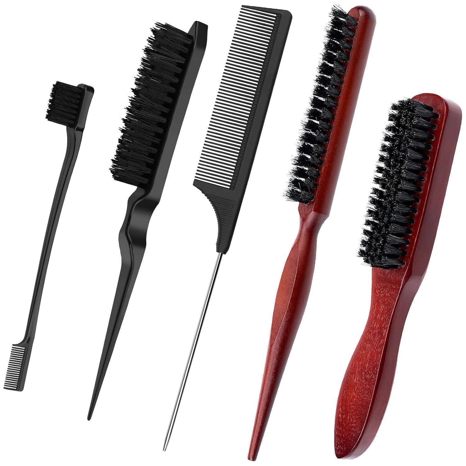 LuxusKollektion Haarbürsten-Set 5 Stück Edges Brush Sleek Bun Bürste Set Für Haar Bart Pflege