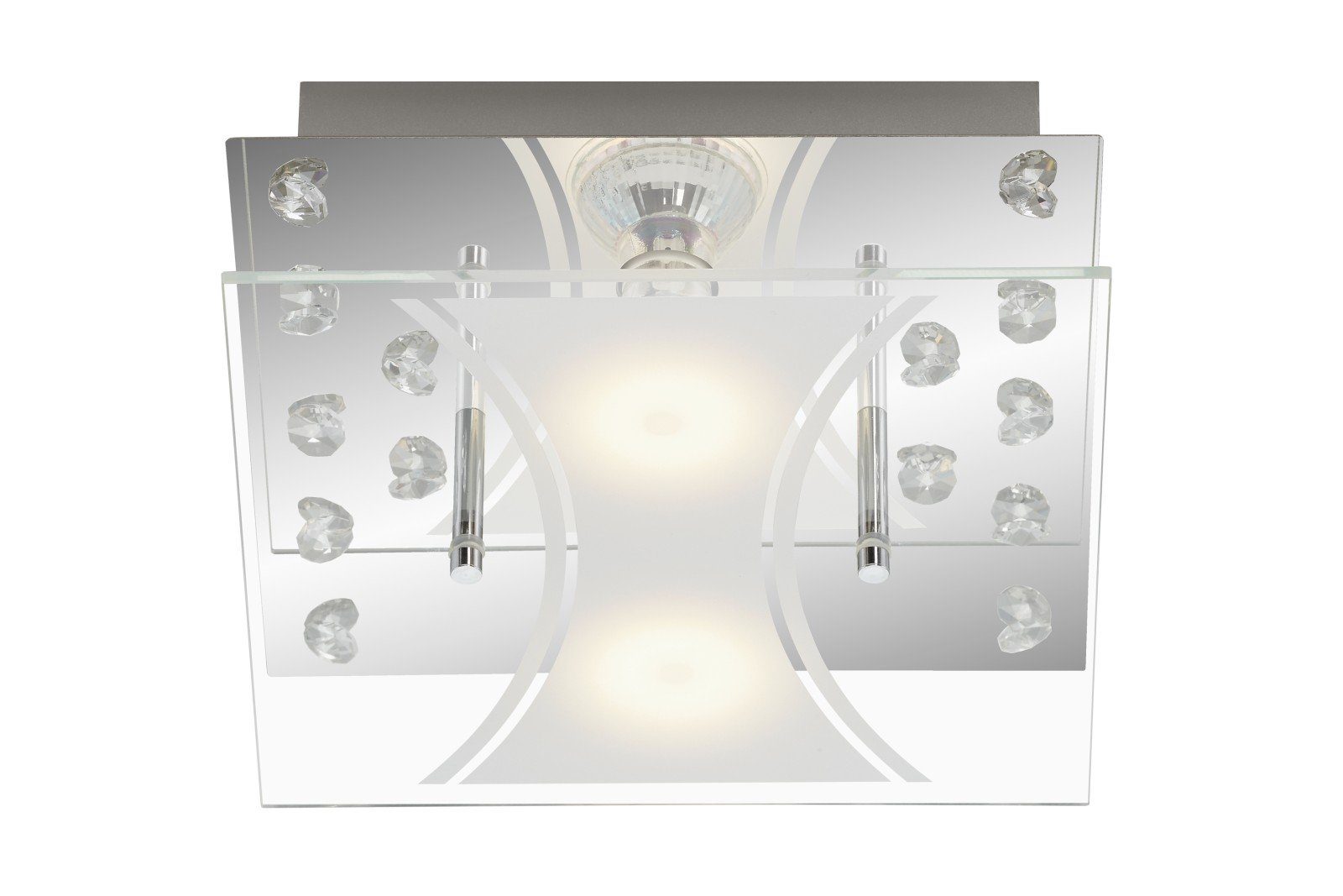 Briloner Leuchten Aufbauleuchte LED Chrom austauschbar Deckenleuchte Flg. Kristalle Dekorglas GU10 2