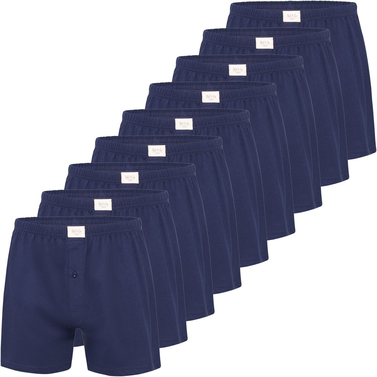 Boxershorts Boxershorts - Phil & Jersey große Unterhosen 9 Co. (9-St) Pant Stück Phil Shorts marine Größen schwarz oder Herren Co & blau 5XL M