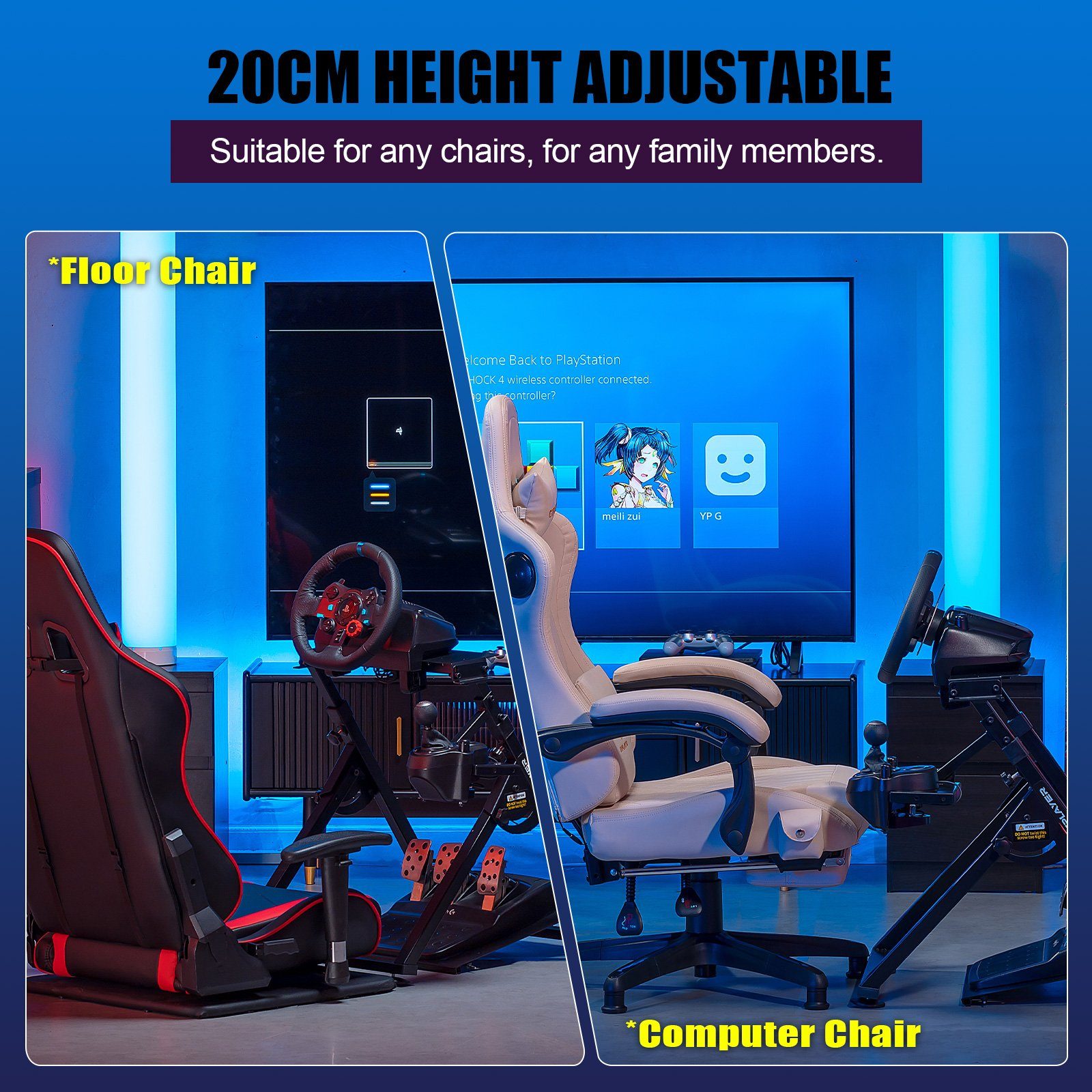 GTPLAYER Lenkradständer Lenkrad Gaming Wheel Stand für Logitech Controller (Neigungsverstellbares Gestell PS4 Xbox PC PS5) – Bild 5 von 5