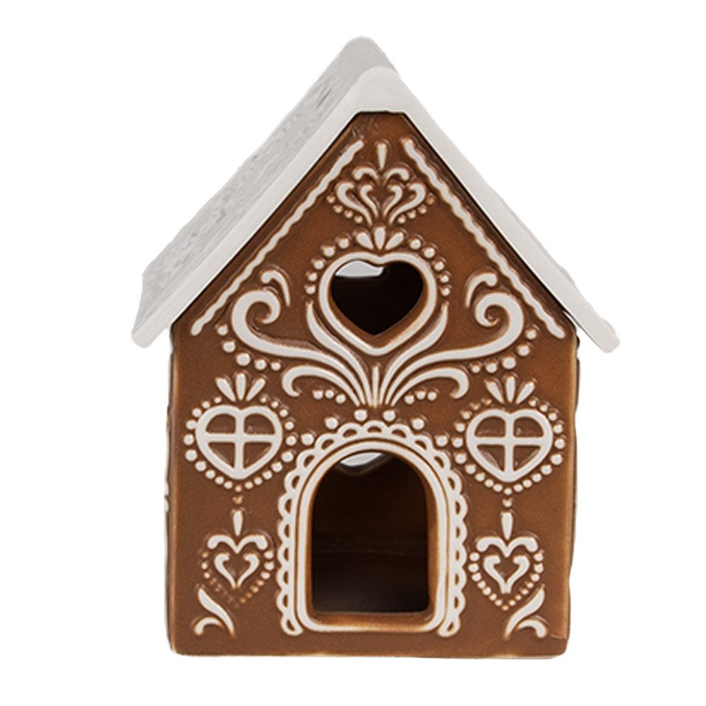 Clayre & Eef Weihnachtshaus Teelichthalter Lebkuchenhaus 7x8x9 cm Braun Por günstig online kaufen
