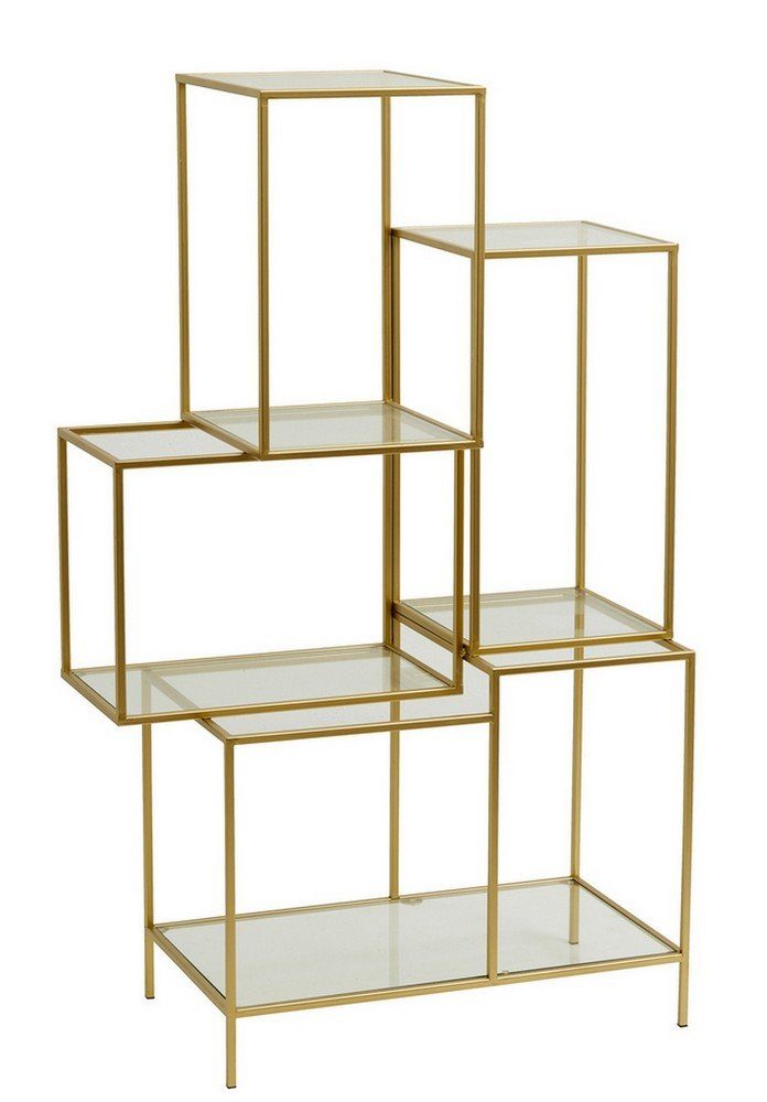 daslagerhaus living Regal Regal Metall Glas gold h 126 cm