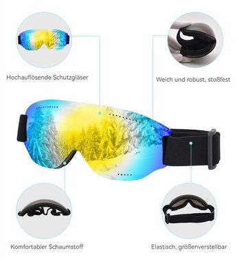 Fivejoy Skibrille Erwachsene Skibrille,Männer und Frauen wind schneesichere Sportbrille