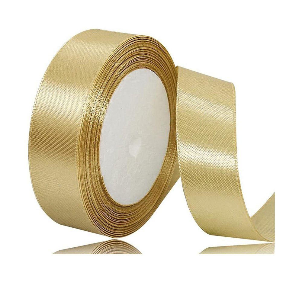 FELIXLEO Geschenkpapier Gold25mm22M für Satinband Geburtstag Stoffband Hochzeit Geschenkband