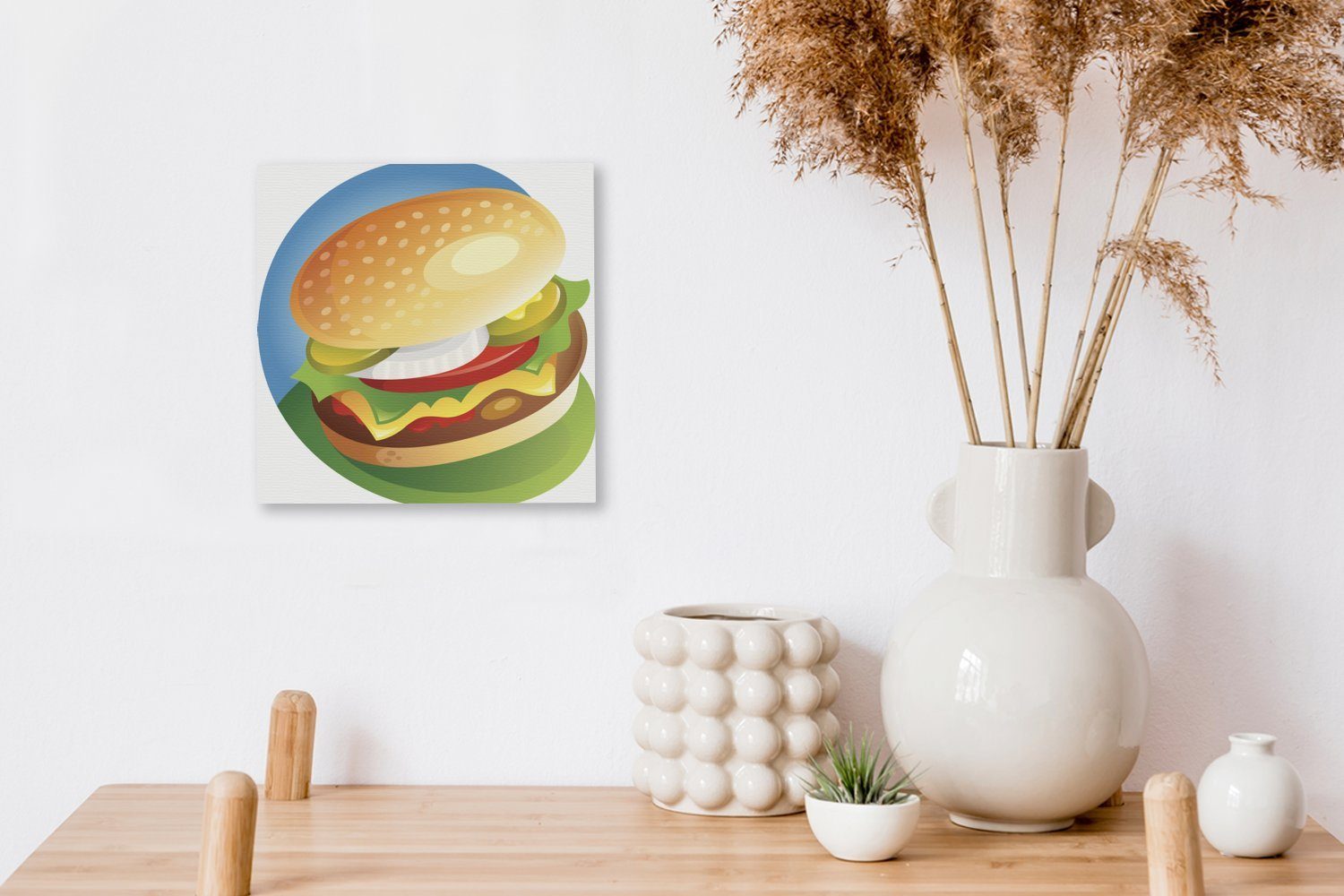 OneMillionCanvasses® Leinwandbild Eine Illustration Bilder Schlafzimmer Leinwand für eines Wohnzimmer St), Hamburgers, vollen (1