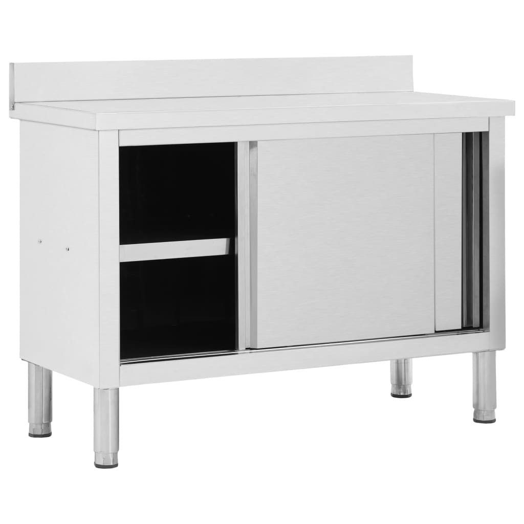 furnicato Stauraumschrank Gastro-Arbeitstisch Edelstahl 120 x 50 x (95-97) cm (1-St) Hygiene-Arbeitsschrank mit Schiebetür und Stauraum für Gastronomie