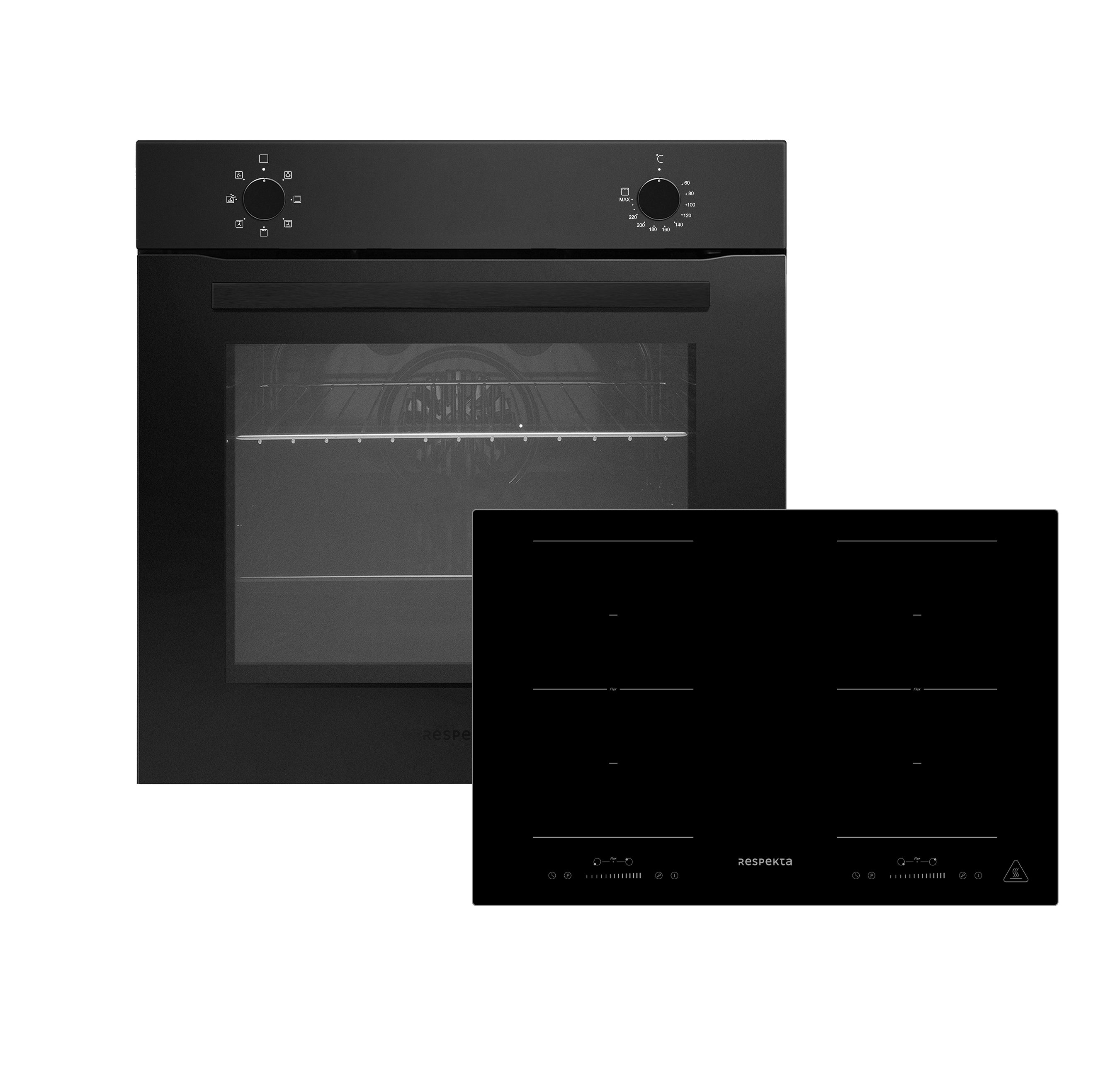 RESPEKTA Backofen-Set ASET121M8800I Janis, EEK A; 72 Liter Garraum; Backofen mattschwarz