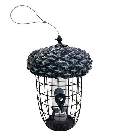 Dehner Futterhaus Wildvogel-Futterspender Ghianda, ca. Ø 25 x 38 cm, Ganzjahresfütterung, schützt kleine Vögel, einfache Aufhängung