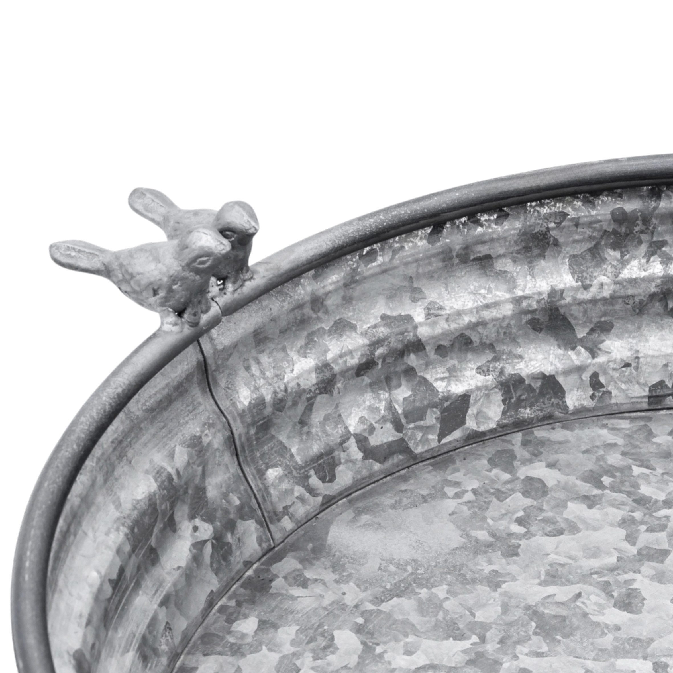 Spetebo Vogeltränke Wassertränke für Vögel aus verzinktem Metall 6 l, einsetzbar als Wassertränke, Mini-Zierteich oder Blumenschale