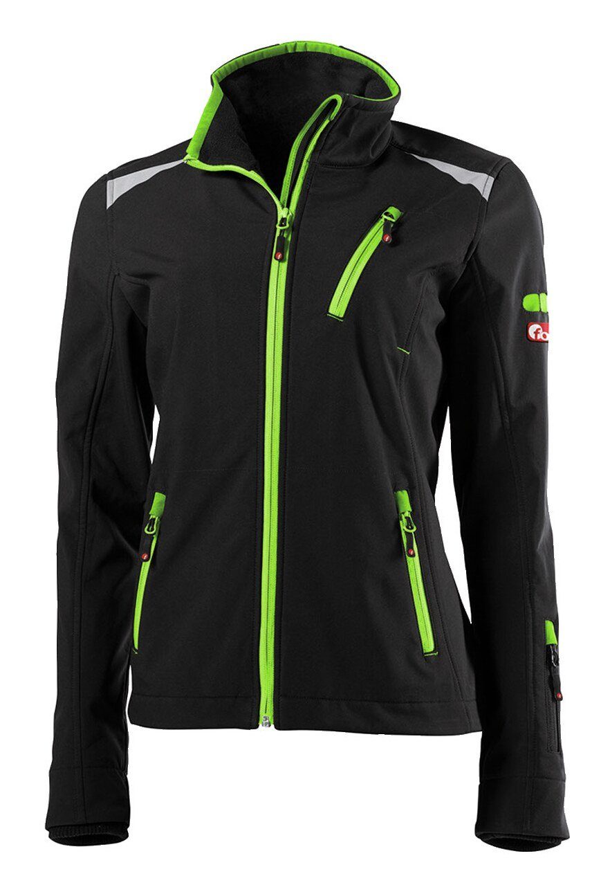fortis Softshelljacke Damen twenty-four, schwarz/hellgrün, Größe S